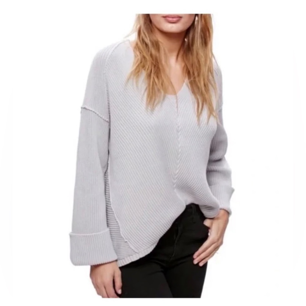 FREE PEOPLE La brea v neck ribbed slouchy oversized sweater size medium